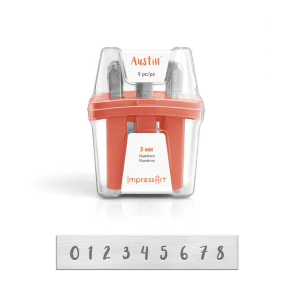 ImpressArt Austin Number Stamps 3 mm Metal Stamping Kit – Jewelry Making Tools